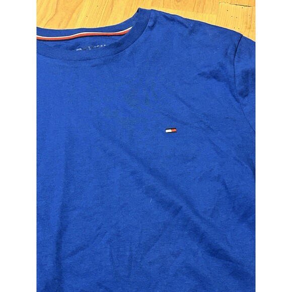 Tommy Hilfiger Men’s Small Blue Crewneck T-Shirt Flag Logo Cotton Casual Top - Picture 2 of 3